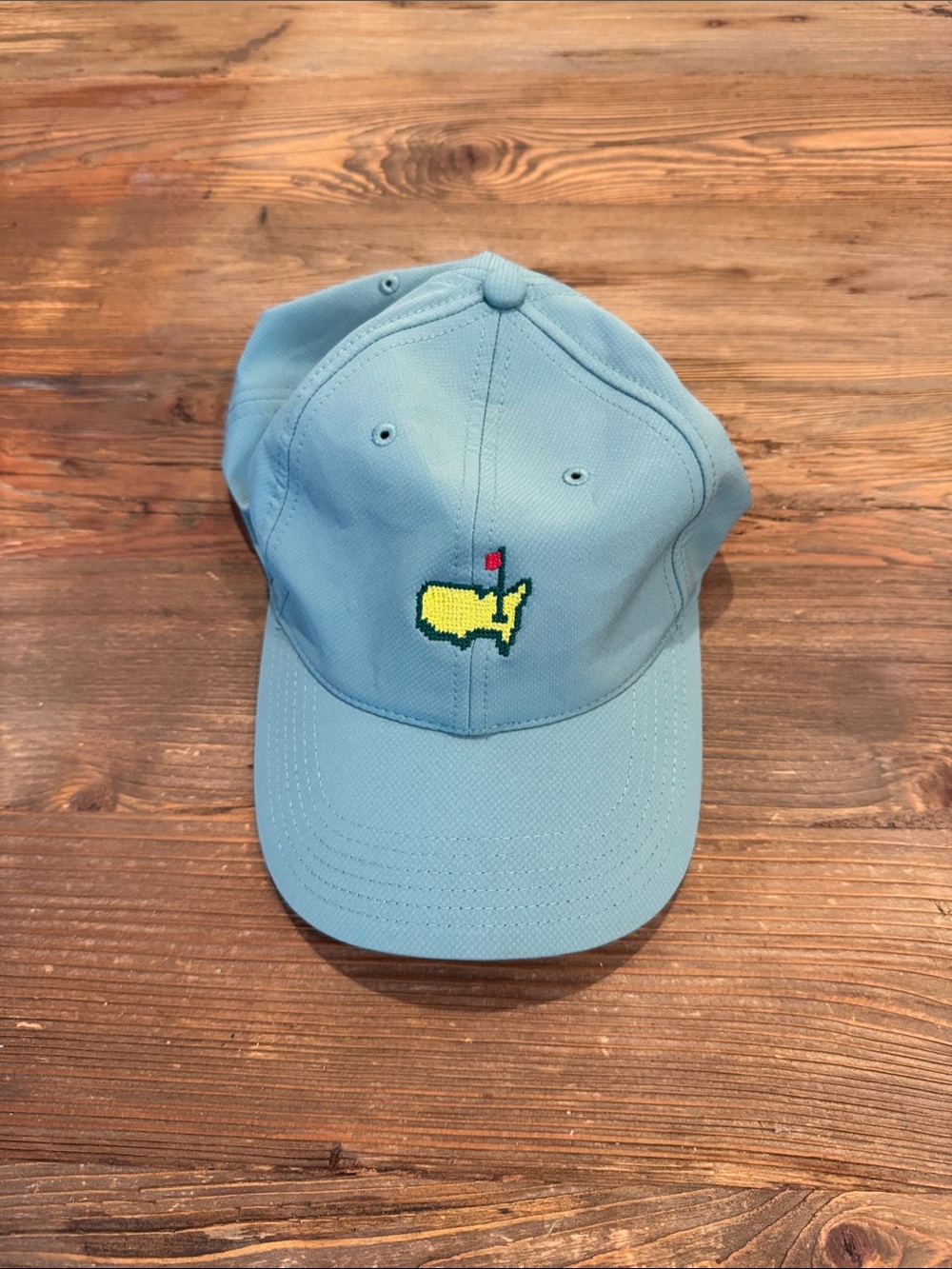 Masters Light Blue Baseball Cap with Yellow & Red Embroidered Logo